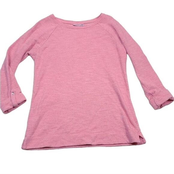 Croft & Barrow Pink Lightweight Knit Sweater Medium Roll Tab Sleeve Pullover - Picture 1 of 6